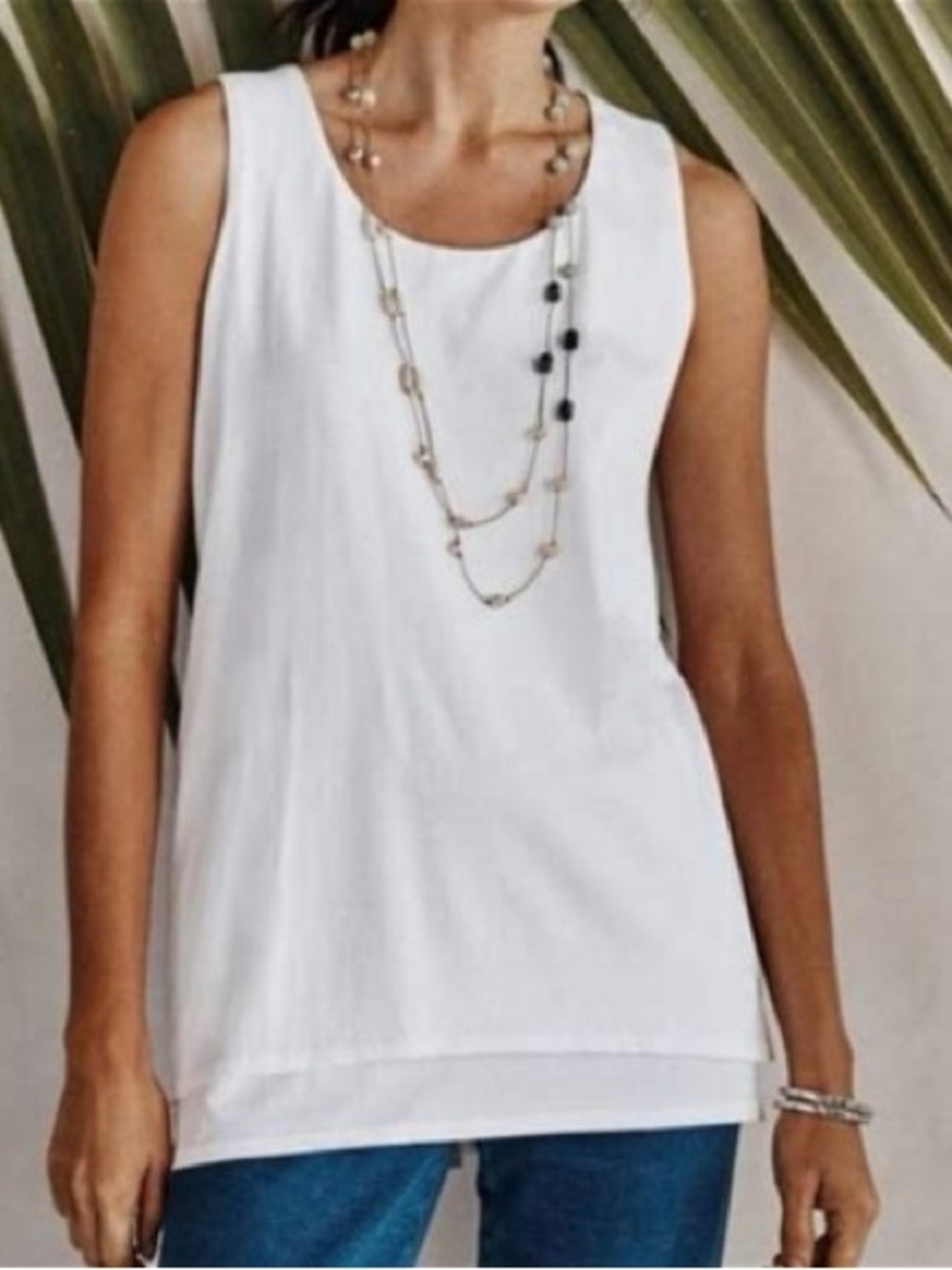 Pure Jill by J. Jill Double Layer Tank 100% Cotton Size L NWOT